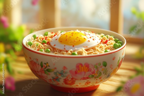 Obraz na płótnie Bowl of ramen with soft boiled egg. w salonie