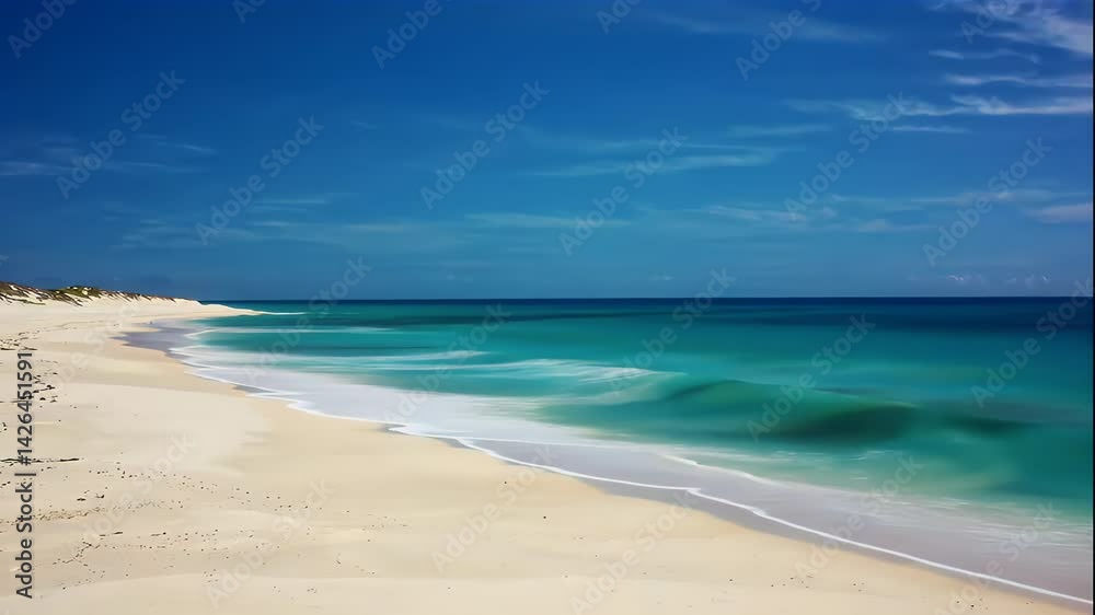 Serene Beach Scene with Turquoise Water and White Sand Serene Beach Scene with Turquoise Water and White Sand