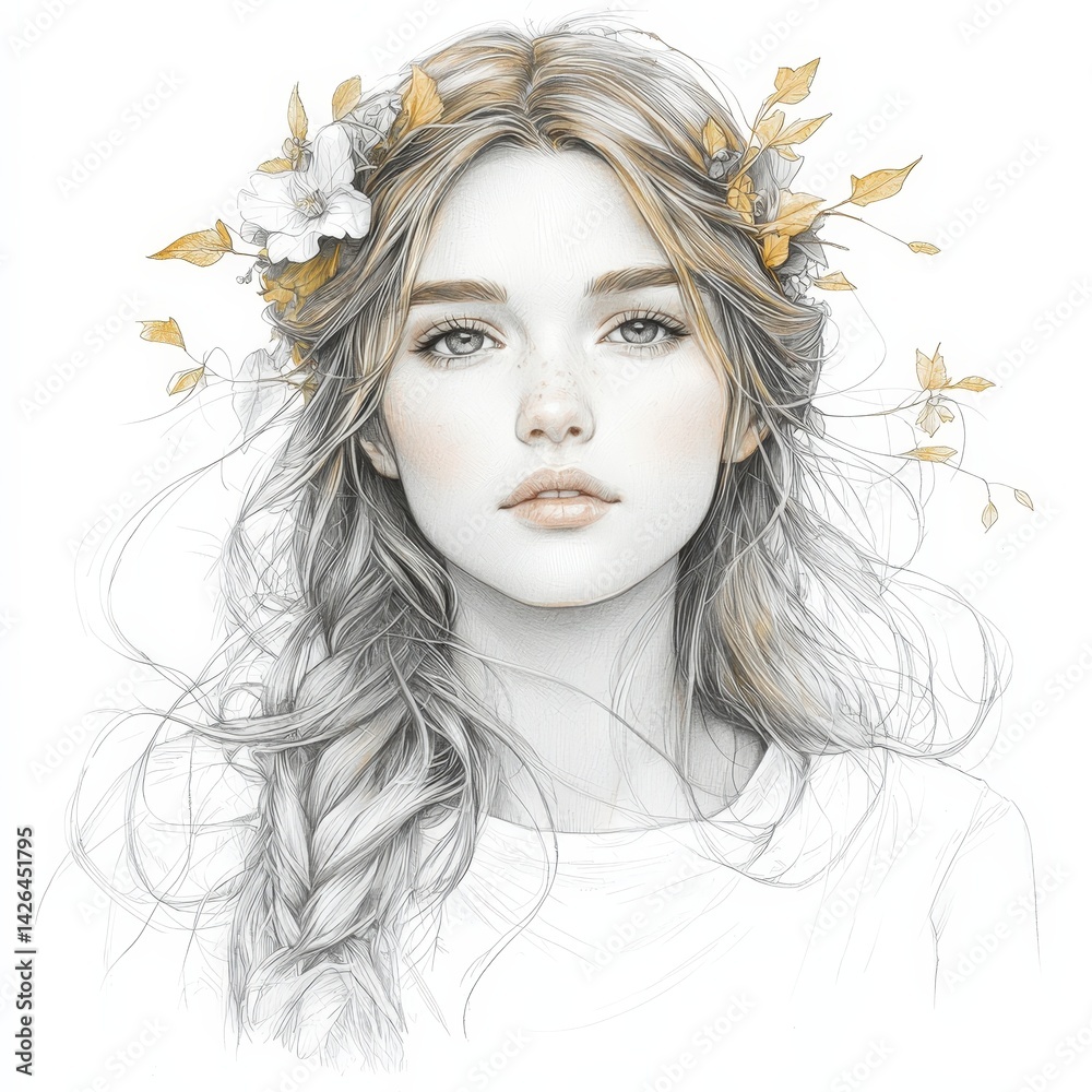 Autumn whisper portrait of a girl with floral crown Autumn whisper portrait of a girl with floral crown