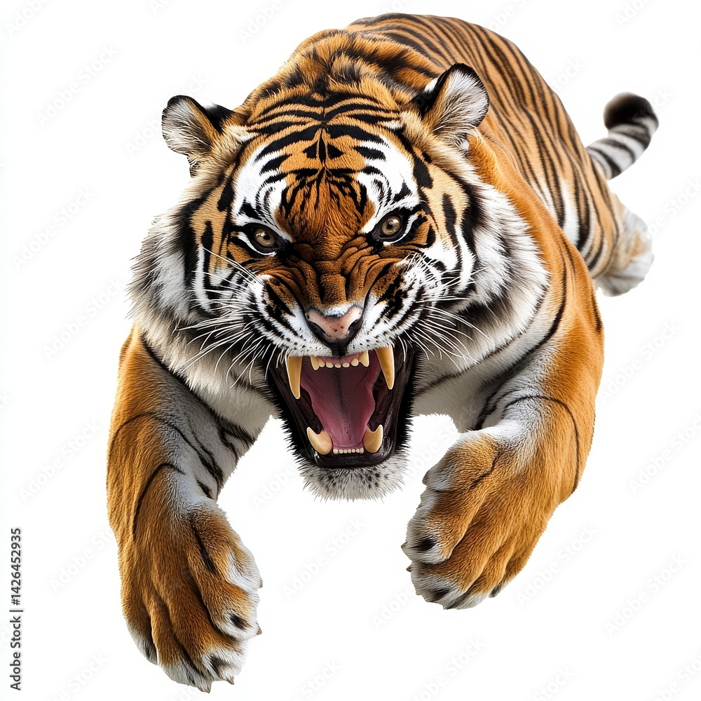 Obraz premium Tiger Attacking Powerful Predator Roar