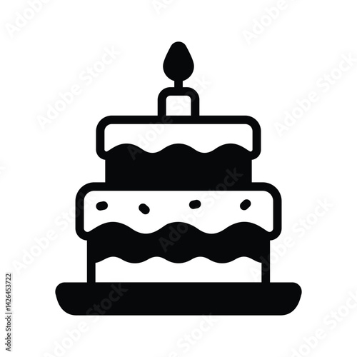 Check this glyph style icon of cake with a burning candle on top