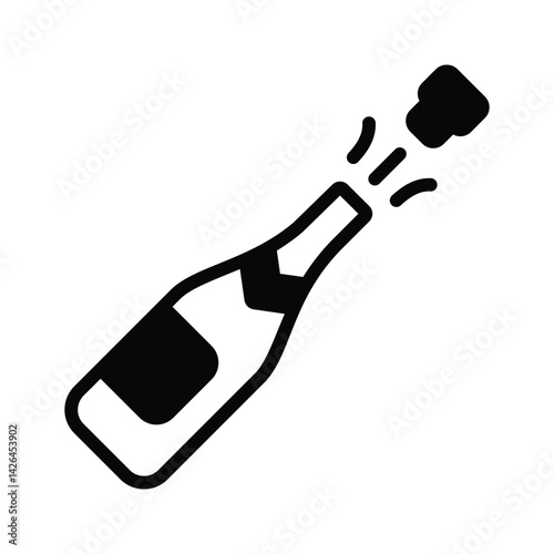 Champagne opening celebration icon in glyph style