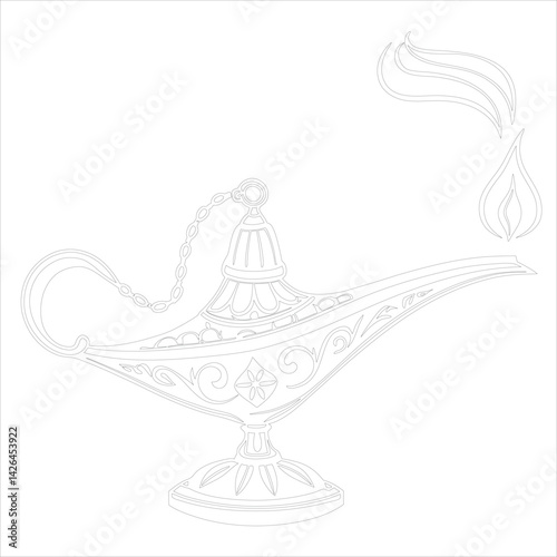 Diwali Lamp Silhouette Vector Elegant Line Art for Festival Designs