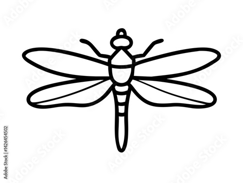dragonfly line art on white background