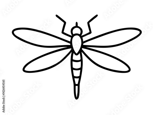 dragonfly line art on white background