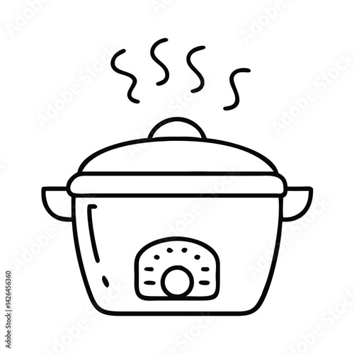 Cooking Pot with Steam in Minimalist Style  
