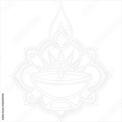 Diwali Lamp Silhouette Vector Elegant Line Art for Festival Designs