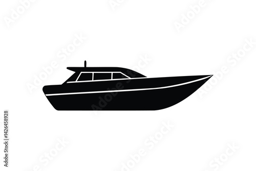 Motorboat icon silhouette on white background