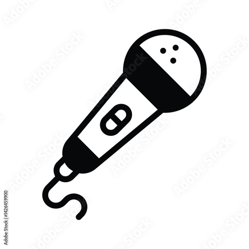 A captivating glyph icon showing wired singing mic