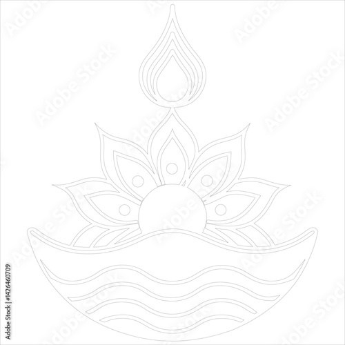Diwali Lamp Silhouette Vector Elegant Line Art for Festival Designs