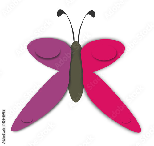 Single butterfly with pink wings in center