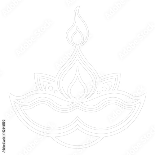 Diwali Lamp Silhouette Vector Elegant Line Art for Festival Designs