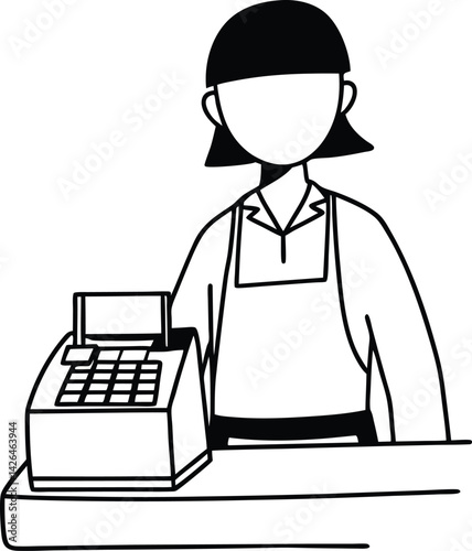 Cashier Behind Cash Register Icon