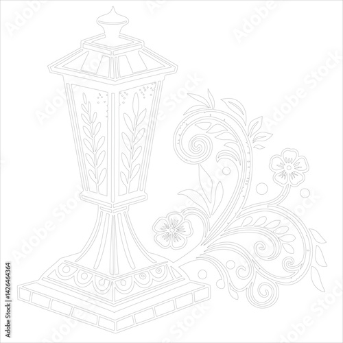 Diwali Lamp Silhouette Vector Elegant Line Art for Festival Designs