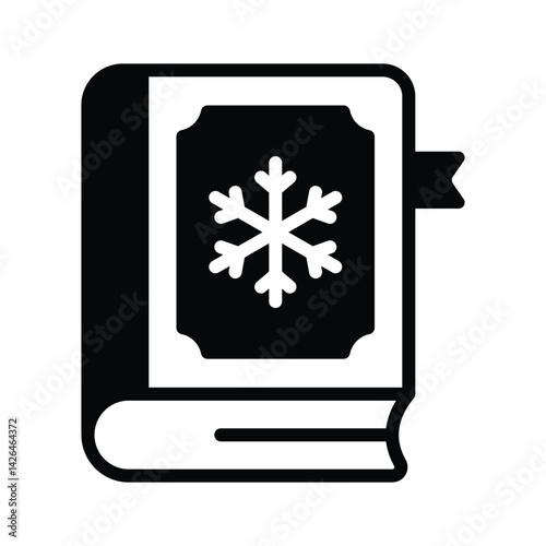 A well crafted glyph style icon of winter book
