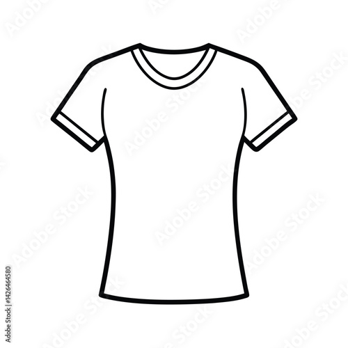 Basic outline of white tshirt design black and white customizable apparel template