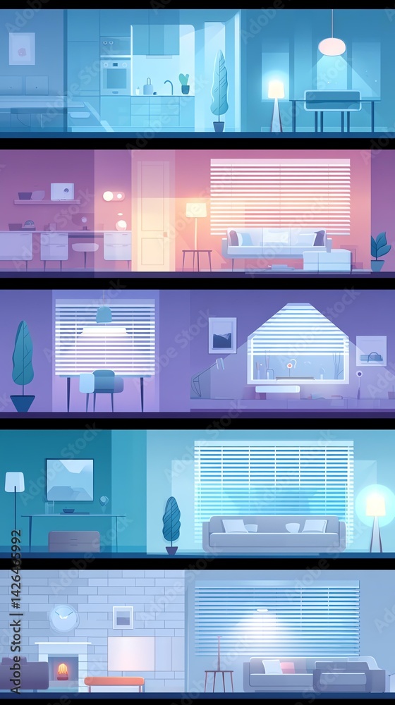 Ai smart and Modern apartment rooms in pastel colors, Ai smart home controlling Ai smart and Modern apartment rooms in pastel colors, Ai smart home controlling