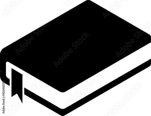 Flat solid black book in vector format. Ideal for apps, websites, educational platforms, library logos, reading interfaces, and minimalist design projects.