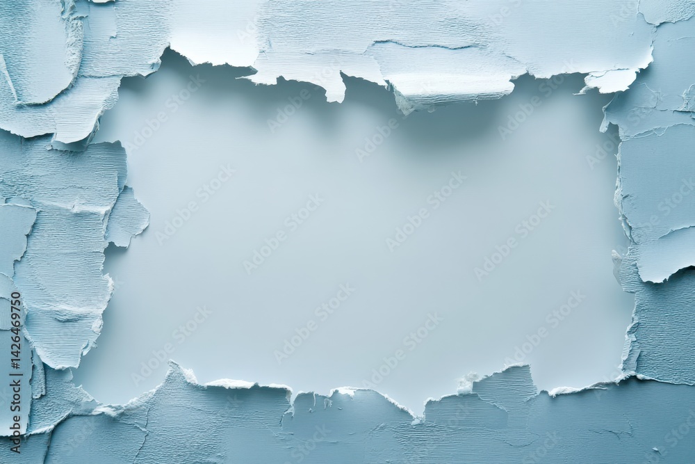 Obraz premium Light-blue paper with a ripped hole