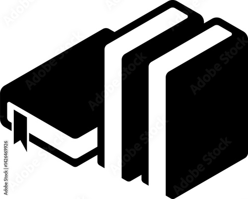 Flat solid black book in vector format. Ideal for apps, websites, educational platforms, library logos, reading interfaces, and minimalist design projects.