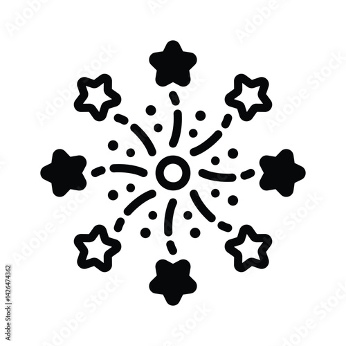 Festive fireworks icon designed in glyph style