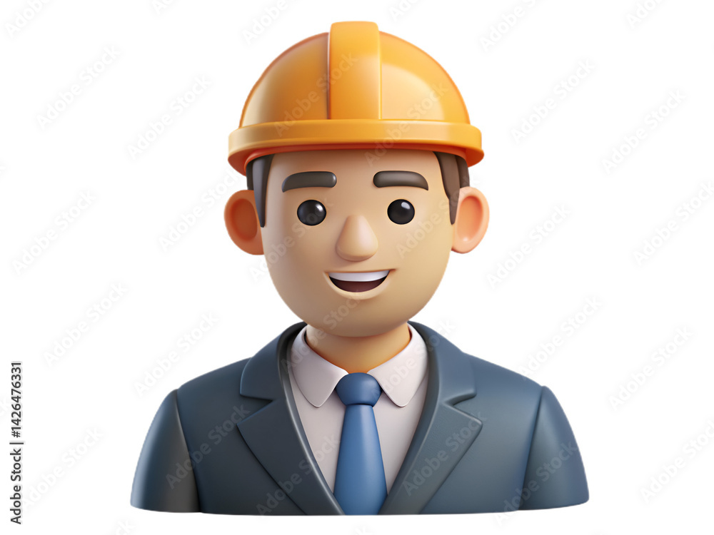 Engineer Cartoon Character Wearing Hard Hat and Suit Smiling Engineer Cartoon Character Wearing Hard Hat and Suit Smiling