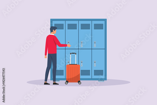 Travel Locker Concept. Colored flat vector illustration isolated