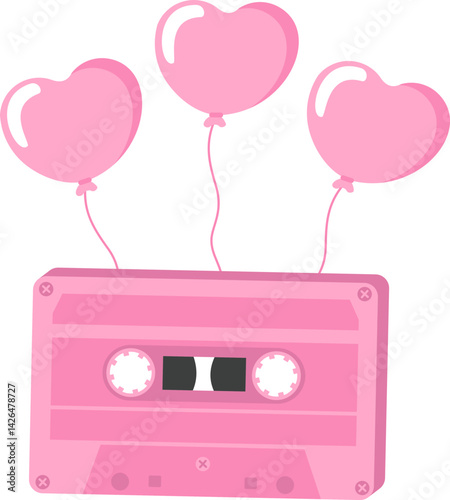 Cassette Tape Valentine's Day Illustration 