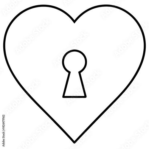 Heart Unveiled Keyhole Line Art Masterpiece
