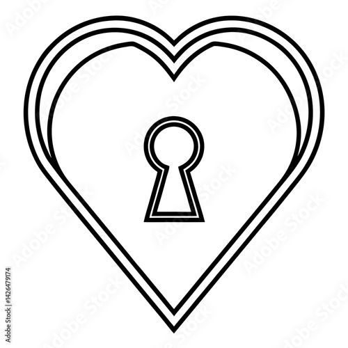 Heart Unveiled Keyhole Line Art Masterpiece