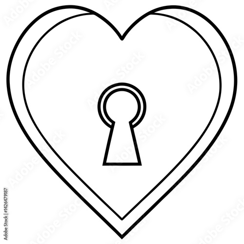 Heart Unveiled Keyhole Line Art Masterpiece