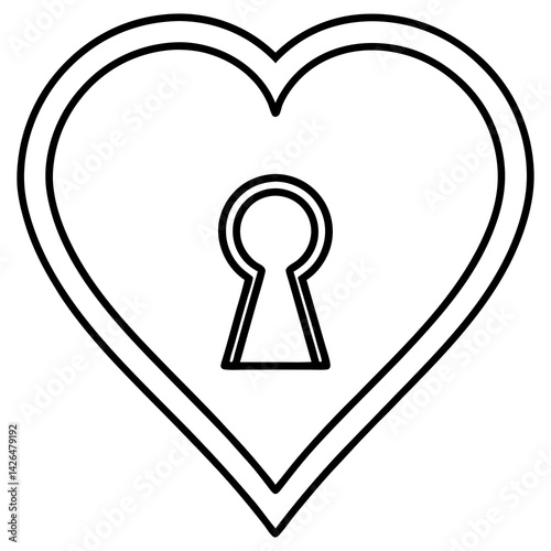 Heart Unveiled Keyhole Line Art Masterpiece