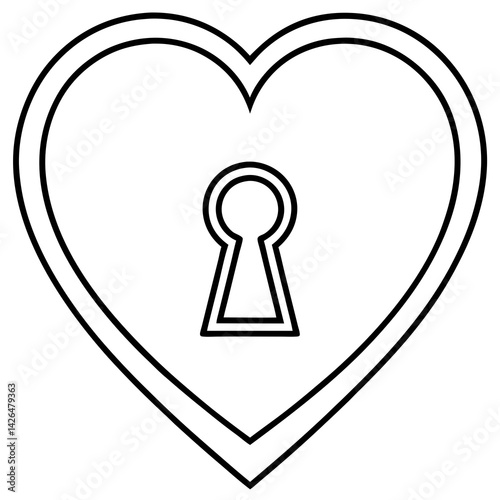Heart Unveiled Keyhole Line Art Masterpiece