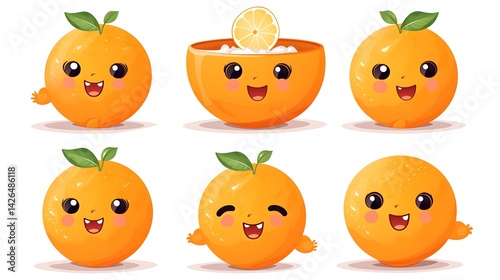 Adorable and humorous orange bowl mascot holding rice, perfect for food-related designs
