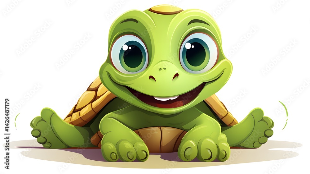 Fototapeta premium Adorable turtle smiling and lying down in a cute and funny pose - vector illustration