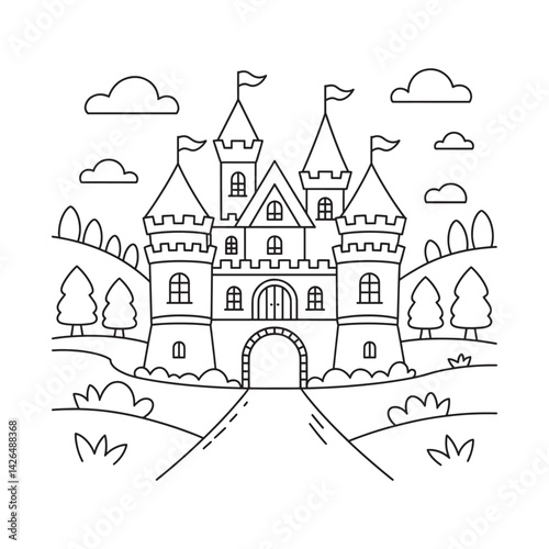 Castle Vector Icon, Fairytale, Fantasy, Magical Kingdom, Children's Illustration