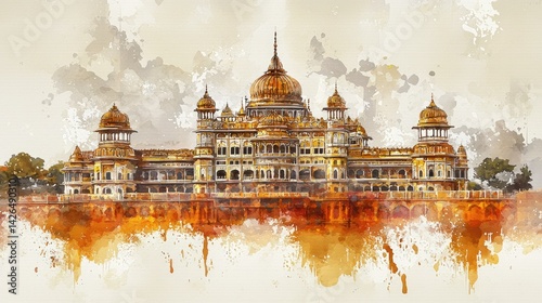 A traditional Mysore Dasara celebration poster with watercolor strokes and cultural elements