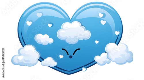 Playful and Adorable Blue Love Cloud Shirt Vector Illustration for Graphic Design Projects