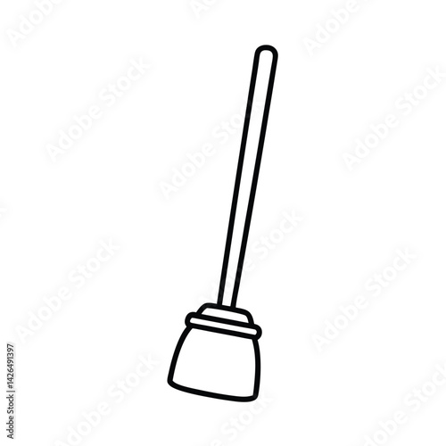 Broom outline vector illustration cleaning equipment for household and janitorial services