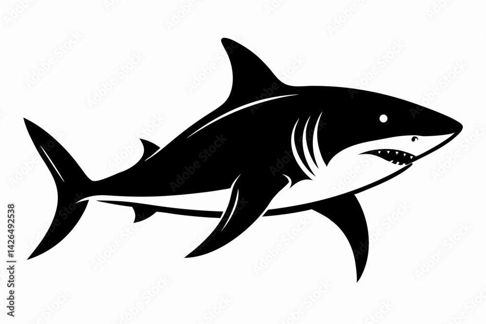 Obraz premium shark sihouette black vector