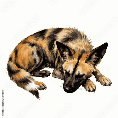 Primal palette african wild dog isolated watercolor vector illustration svg 