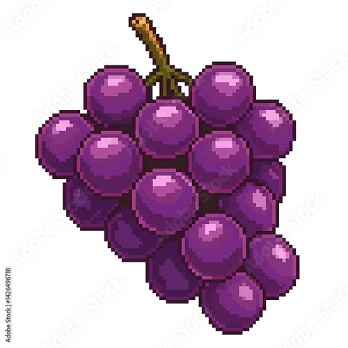 Pixel art illustration of purple grapes