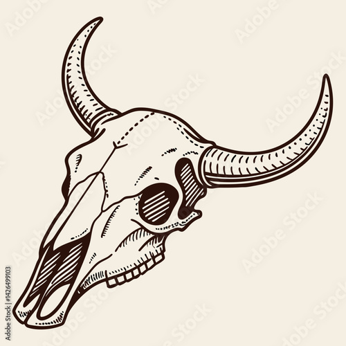 create longhorn-cow-skull-with-halftone Silhouette Vector with white background 