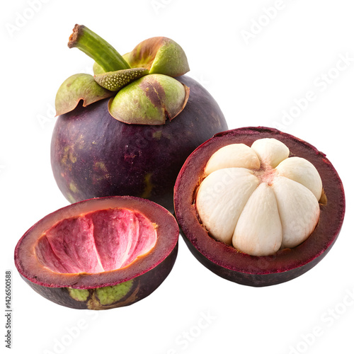 Fresh Mangosteen Fruit: Ripe & Juicy on transparent background