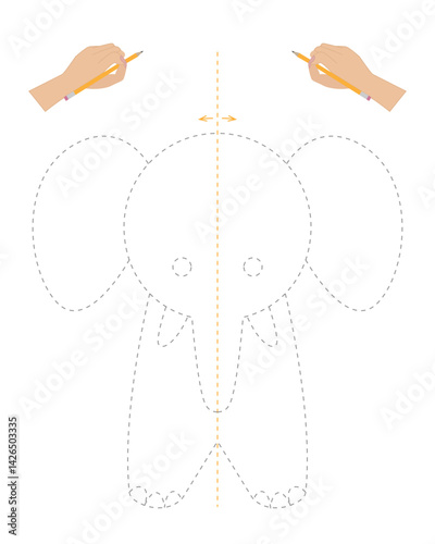 Neuropsychological exercise Elephant. Circle with both hands at the same time