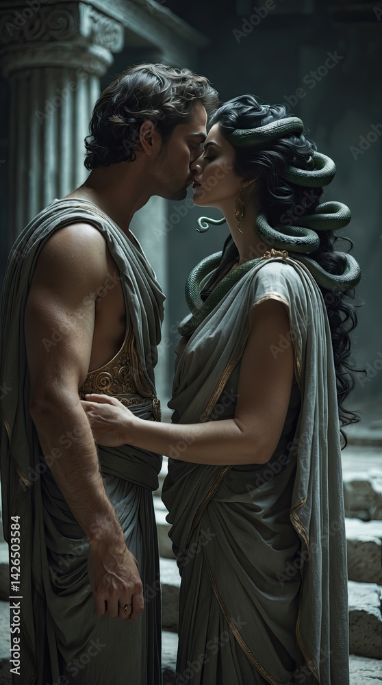 medusa kiss greek mythology fantasy love scene medusa kiss greek mythology fantasy love scene