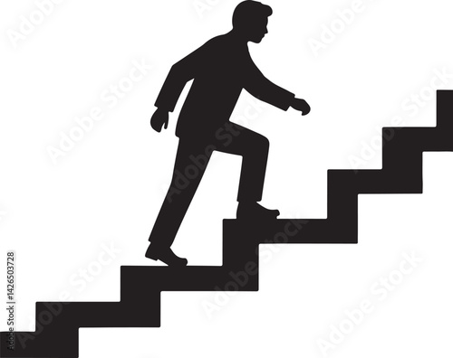 Walking up staircase or stairs silhouette icon vector