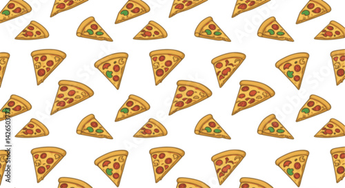 pizza seamless pattern background. Pizza doodle seamless pattern. Fast food seamless vector pattern
