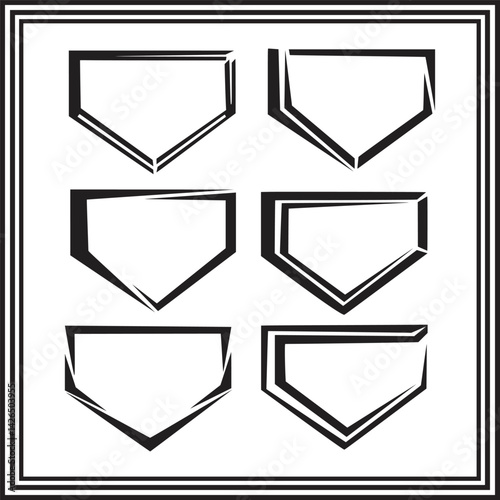 Baseball home plate outline vector silhouette bundle.