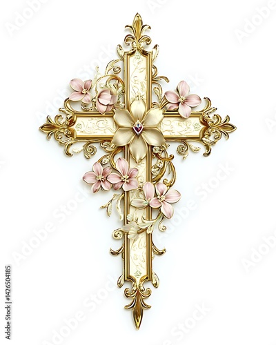 golden cross on a white background